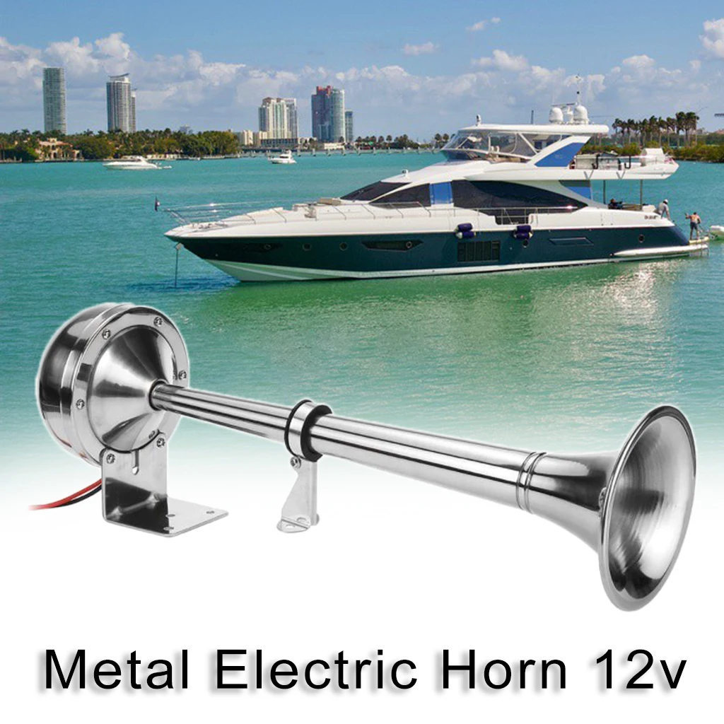 Metal Single Trumpet Electric Air Horn 12V 125DB Compact Loud Sound Kit for Car Truck Boat Train Accessories