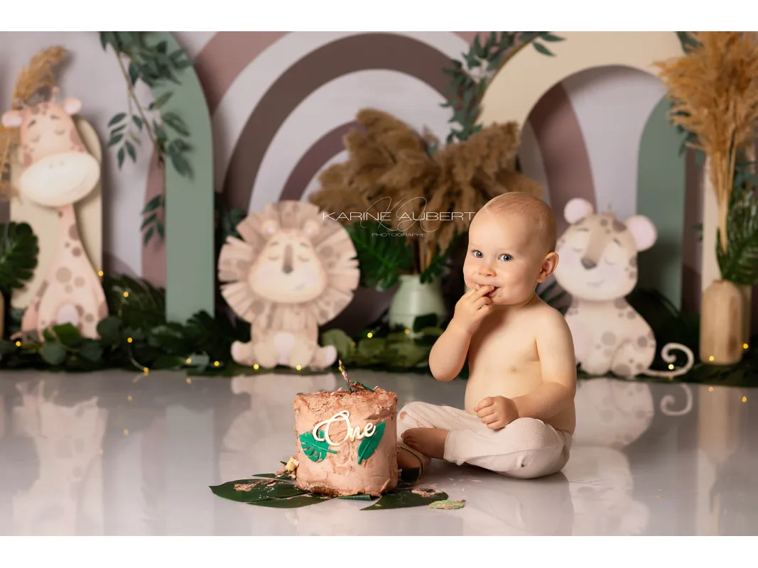 Jungle Boheme Backdrop Kids Baby Cake Smash Photography Props Balloon Arch Child Adult Birthday Photocall Backgrounds
