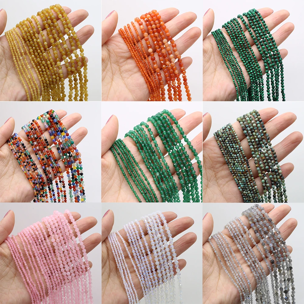 Natural Stone Beaded Faceted Round Gemstone Loose Isolation Beads for Jewelry Making Diy Necklace Bracelet Gifts Accessories