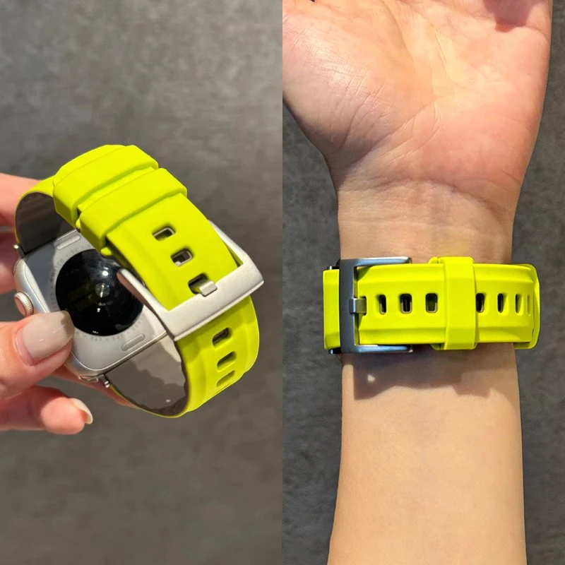 

Поп двухцветный спортивный силиконовый ремешок для Apple Watch Ultra 2 49 мм 46 мм 45 мм 44 мм 42 мм ремешок для IWatch Series 10 9 8 7 6 5 4 Watchb