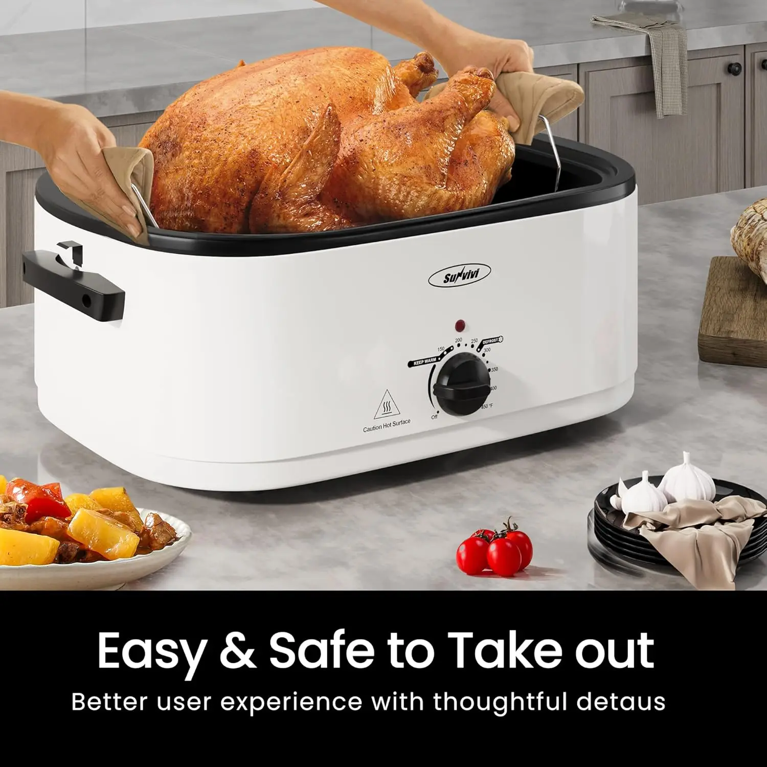 شواية كهربائية سعة 24 لترًا مع وعاء قابل للإزالة، فرن شواية تركية كهربائي سعة 28 رطل مع غطاء مرئي وذاتي التغطية، شواية كبيرة مع