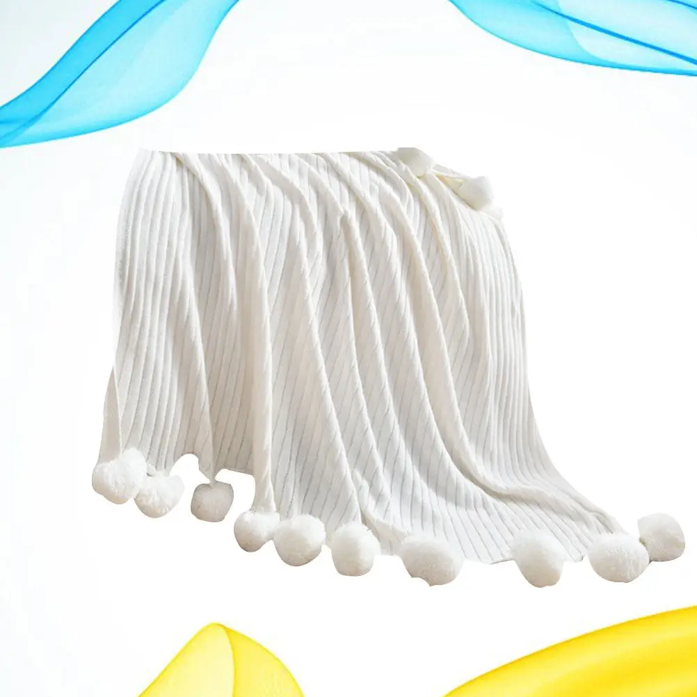 

1Pcs Soft Cotton Knit Blanket 90x110cm White Breathable Lounge Throw for Home Office Dorm Sleeping Rest Sleeping Blanket