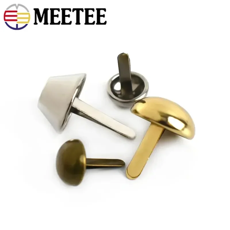 Meetee 50/100Pcs Metal Rivet Buckles 10/12/15mm Two-legged Nails Bag Handbag Leather Decorative Clasps DIY Hardware Accessories