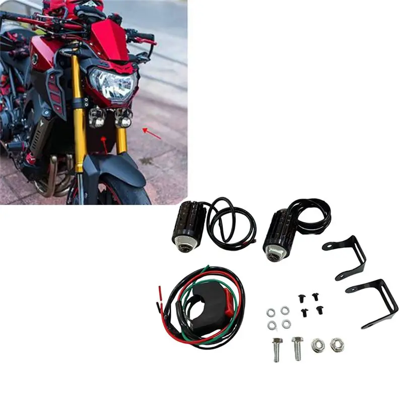 Stable-Motorcycle High Power Lens Spotlight 6000K LED Dual Color External Spotlights 8-80V Headlights With Switch