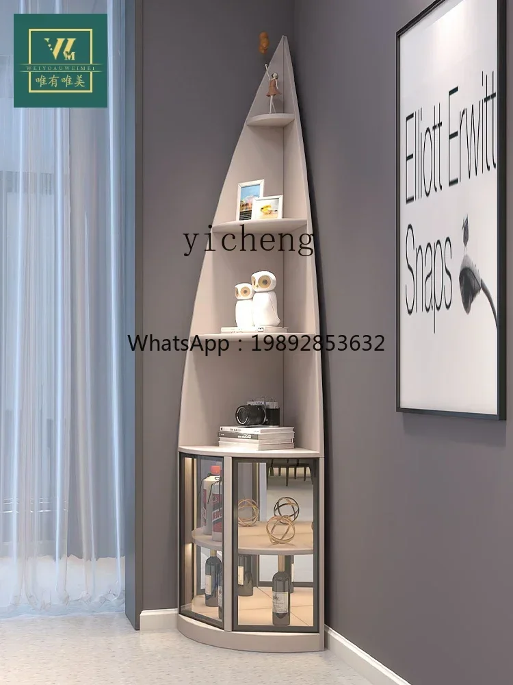 Light Luxury Corner Triangle Corner Cabinet Living Room Modern Minimalist Floor Glass Wine Cabinet