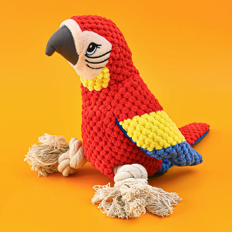 Plush Parrot Dog Toy Indestructible Squeaky Stuffing for Small Large Dogs Chew Proof Durable Pet Supplies Puppy Gift