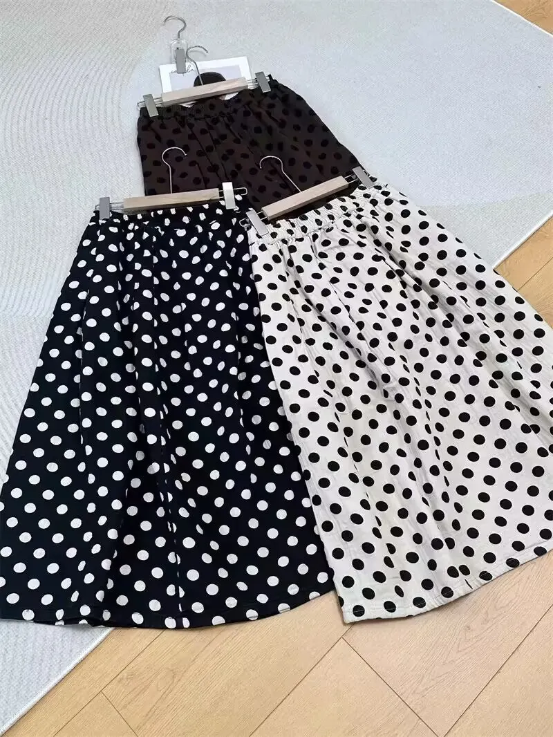 

Loose Fit Polka Dot Print Cotton f Skirt Women's A-Line Skirt Artistic Sle Casual Wear Summer Season ape