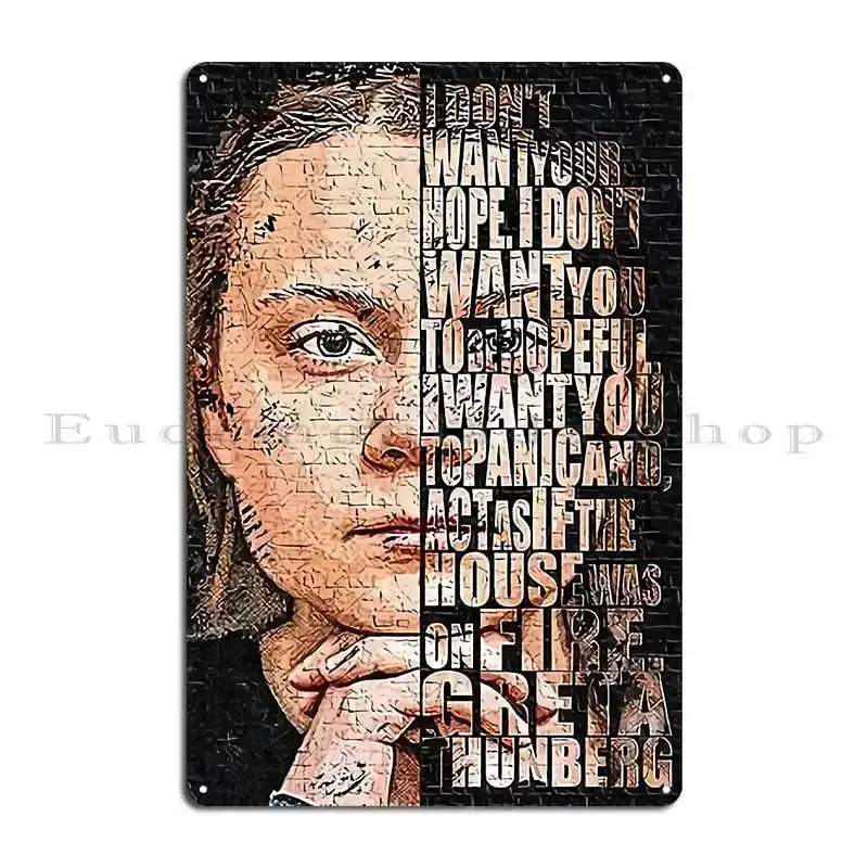 Greta Thunberg Metal Plaque Poster Wall Cave Cinema Wall Cave Garage Decoration Create Tin Sign Poster