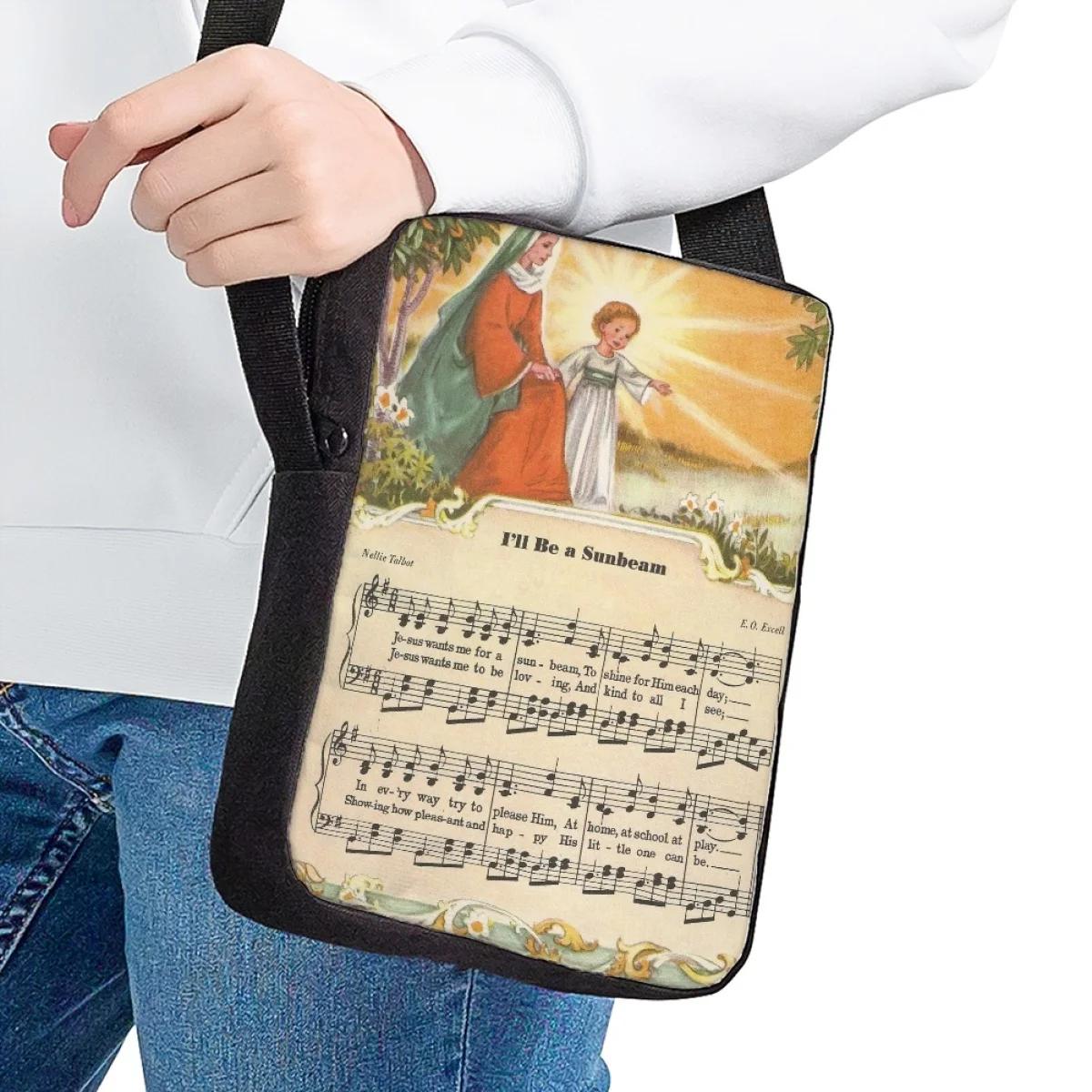 Borsa a tracolla stampata versetto della bibbia cristiana per le donne borsa a tracolla Casual moda classica borsa a tracolla piccola per feste in chiesa da donna