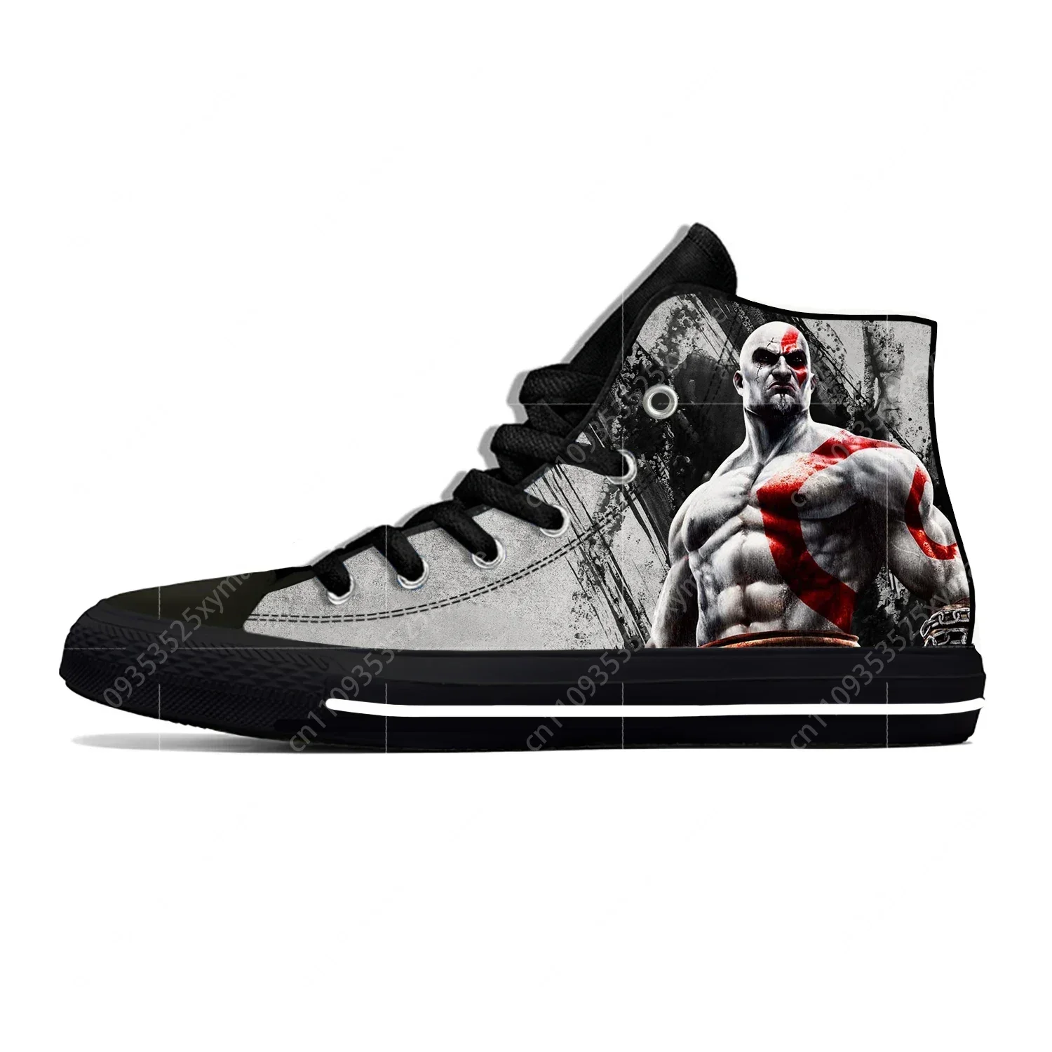 

Anime Cartoon God of War Kratos Game Cool Fashion Casual Cloth Shoes High Top Lightweight Breathable 3D Print Men Women Sneakers