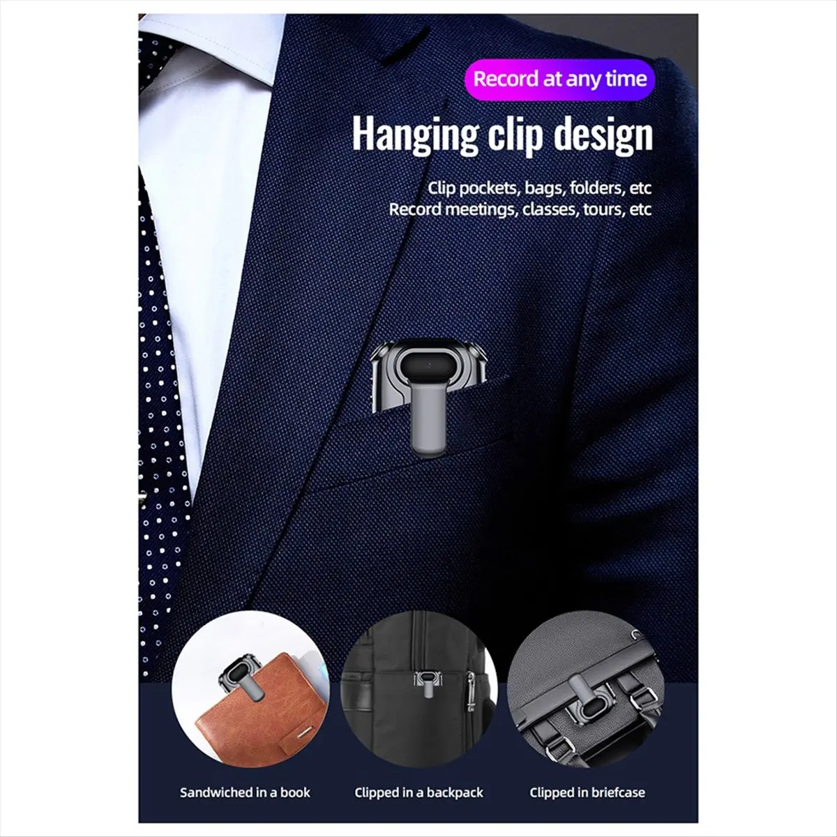 V9 Mini Clip Necklace Camera 1080P Portable Cam Dispaly Screen Audio Video Voice Photo Recorder Smart Camcorder 8GB