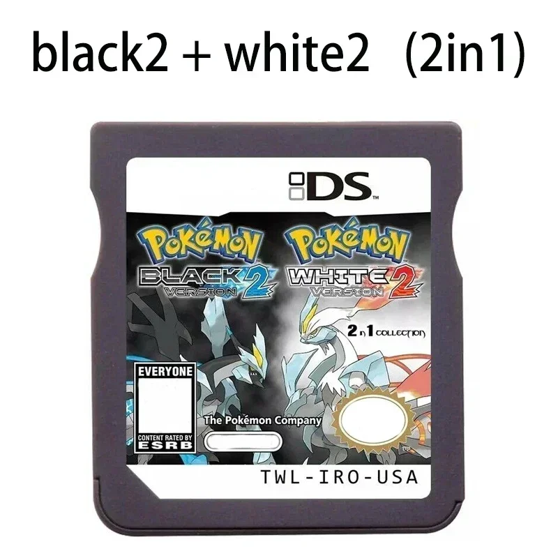 لعبة بطاقة NDS لمشغل البوكيمون NDS المحمول DS لعبة فيديو خرطوشة HeartGold SoulSilver هدية باللونين الأبيض والأسود