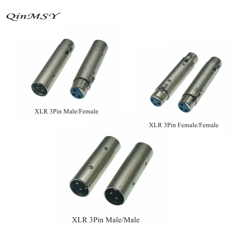 3Pin XLR żeński do żeńskiego karta SIM mikrofon Audio złącze Adapter mikrofonu xlr męski do xlr złącza męskie