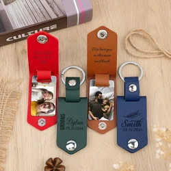 Personalized Picture Photograph Key Chain Holder Name Custom UV Print Photo Leather Metal KeyChain Laser Engraved Car Keyring