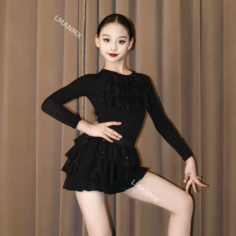 

2025 Autumn/Winter Latin Dance Dress Girls' Daily Practice Dress Advanced Performance Dress