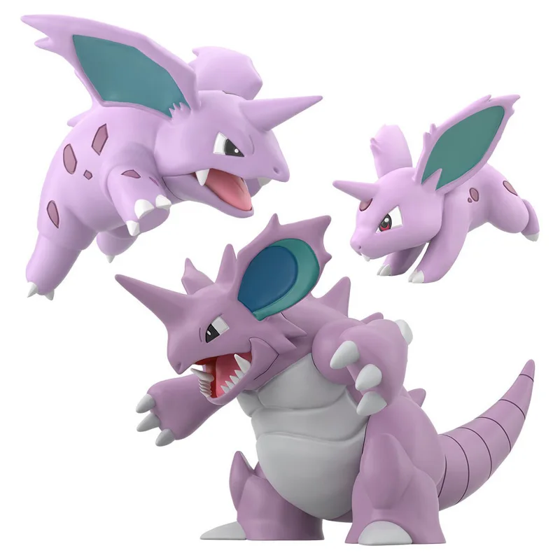 In Stock BANDAI Candy Toy Scale World 1/20 NIDORANS&NIDORINO&NIDOKING PVC Anime Portrait Model Toy Collection Doll Gift