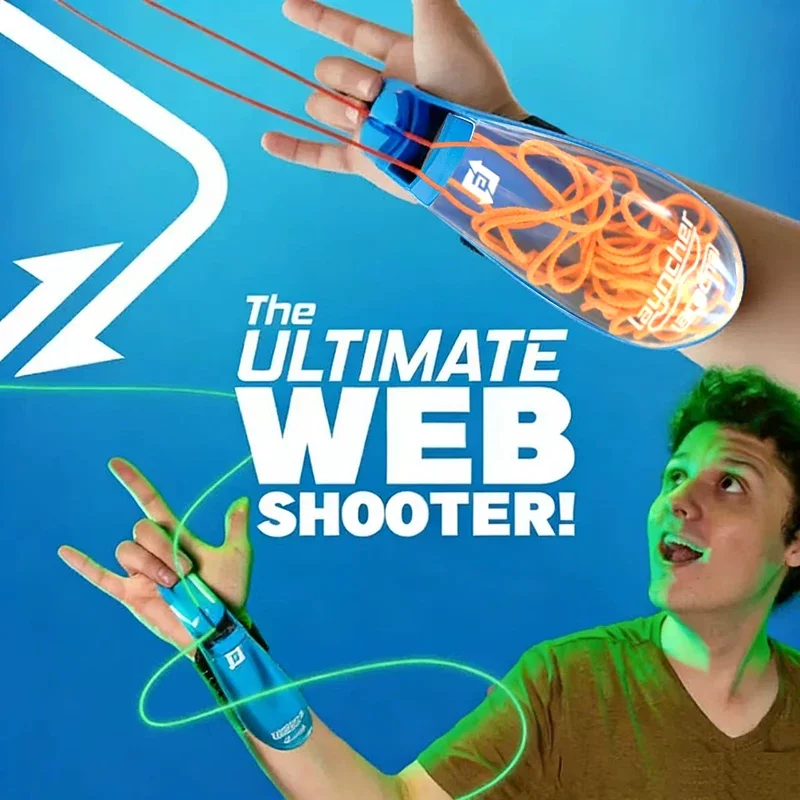 Luminous Rope ZipString Launcher Wristband Automatic Flying String Shooter Toy Recoil Night Glow Interactive Gift for Kids Pets