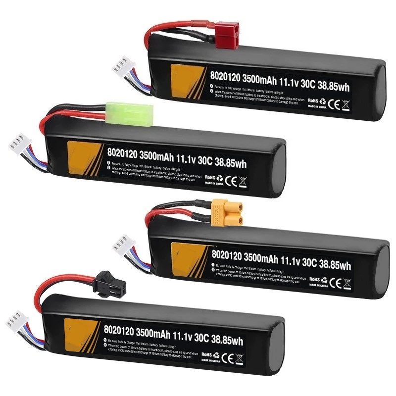 8020120 11.1V 3500mAh Replacement Li-ion Battery for Electric Soft Bullet Gun Remote Control Car with SM/XT30/Reverse/T Plug