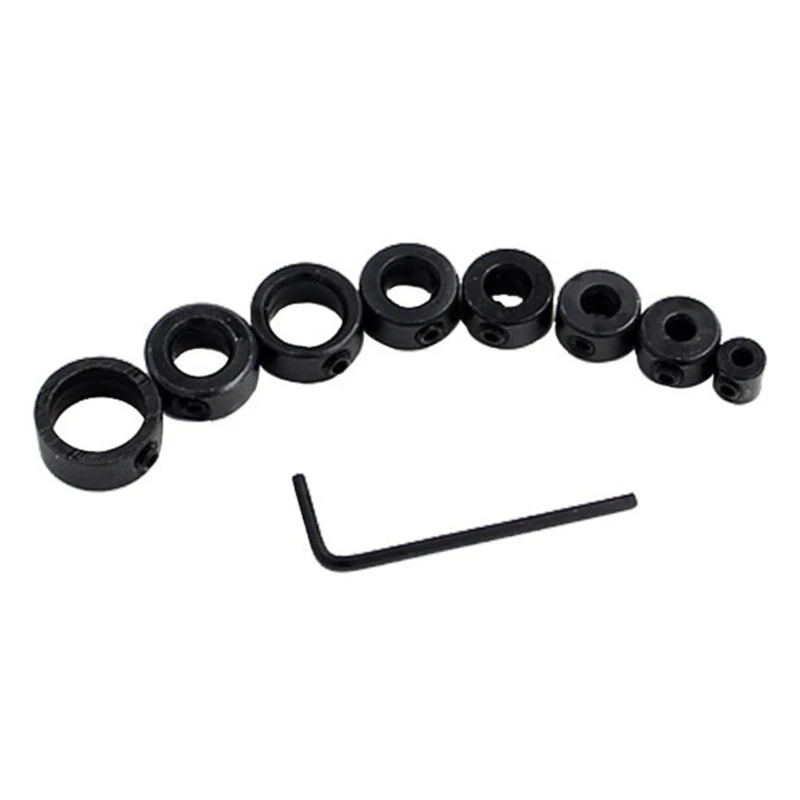 

Heavy Duty Carbon Steel Drill Bit Depth Stop Collar Set Adjustable Positioners