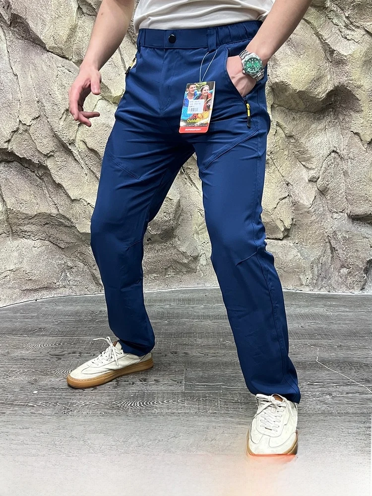 

Уличные мужские легкие повседневные брюки с дышащей эластичной резинкой на талии и 3D пошивкой, летние модные прямые брюки