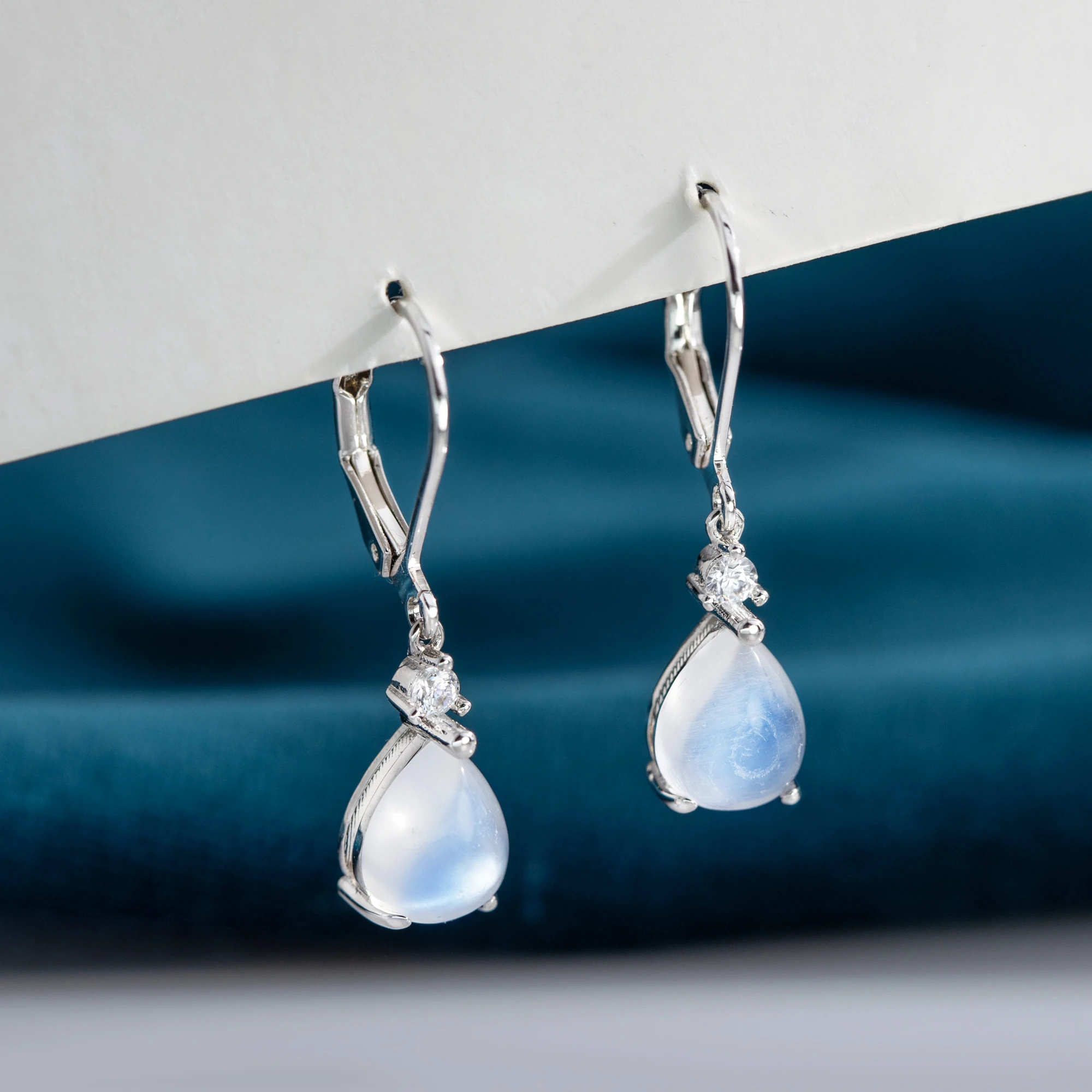 

Женские серьги-кольца из натурального ларимара/мисячного камня, посеребренные серьги 925, простые ювелирные изделия, синий драгоценный камень, классический стиль