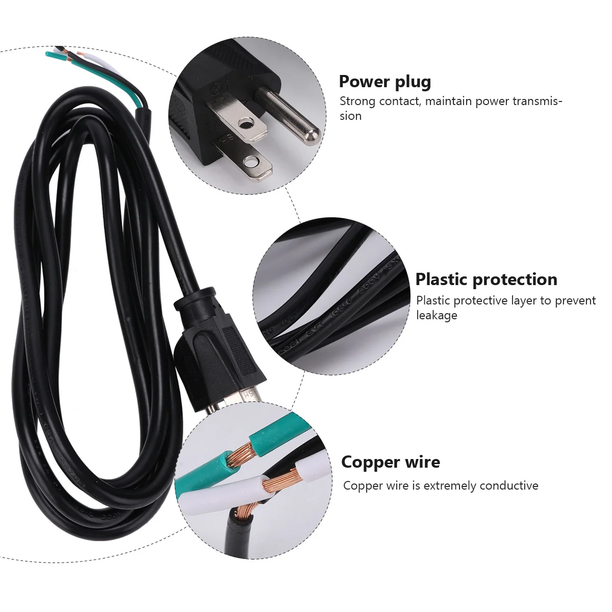 

2Pcs 3-Prong Power Cable 1.5m Universal Flame Retardant Power Cord for Pc Monitor Printer Machine Tool Welding Equipment Safety