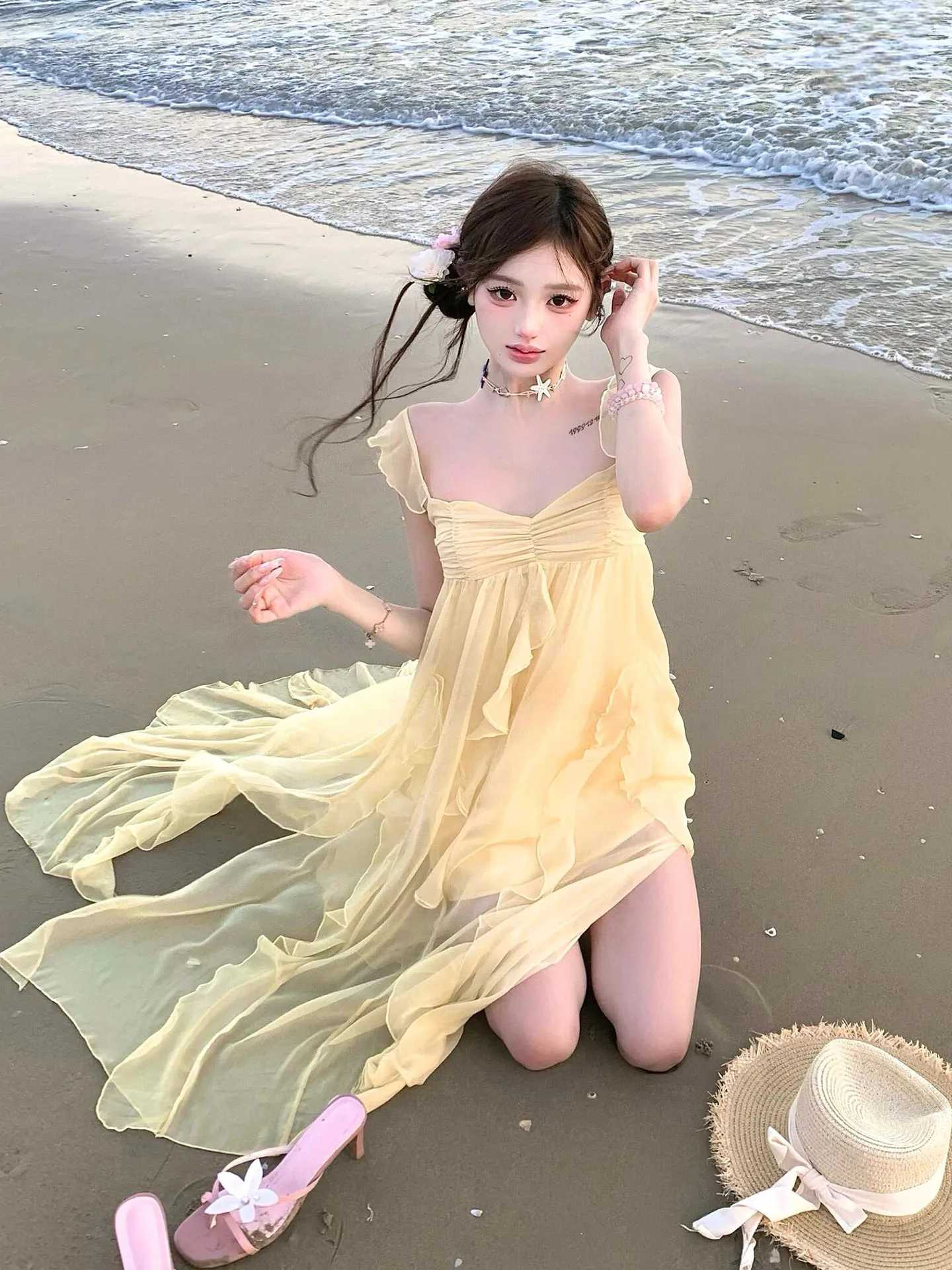 

Модный летний повседневный корсетный топ-бюстье больших размеров для женщин, а также длинная юбка с высокой талией, асимметричным подолом и рукавами-колокол