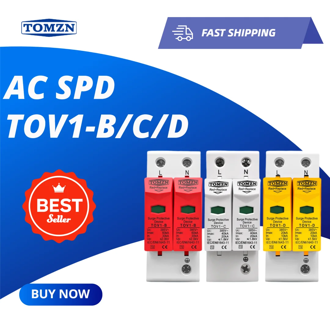 TOMZN AC SPD 2P 275V Dispositivo de Protección Contra Sobretensiones Doméstico 10-20kA / 20-40kA / 30-60kA Supresor de Bajo Voltaje