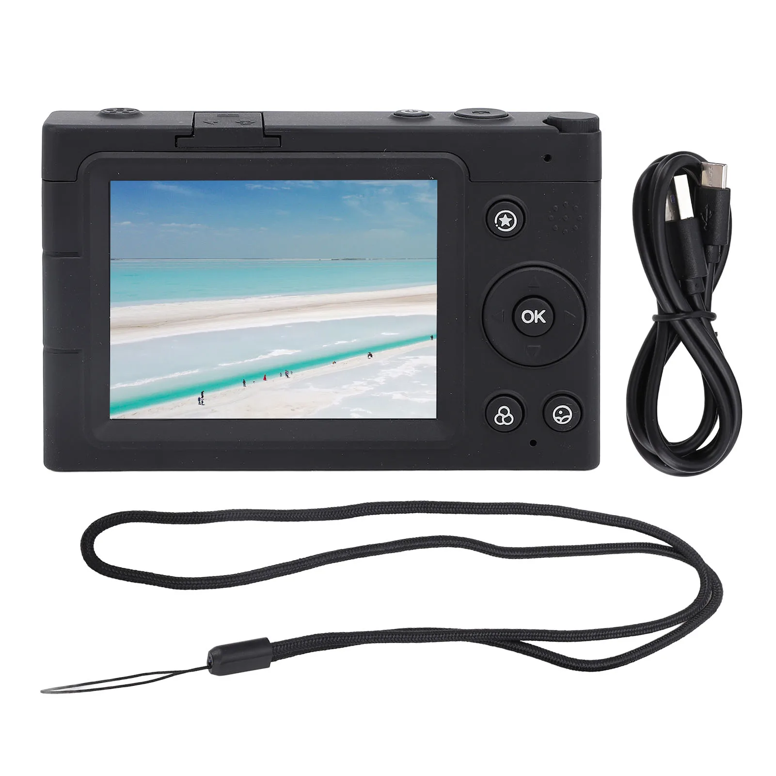 4K Digital Camera 1/4in  Thread Interface ABS 2.83 Inches Screen Compact Travel  Video Camera for Photography