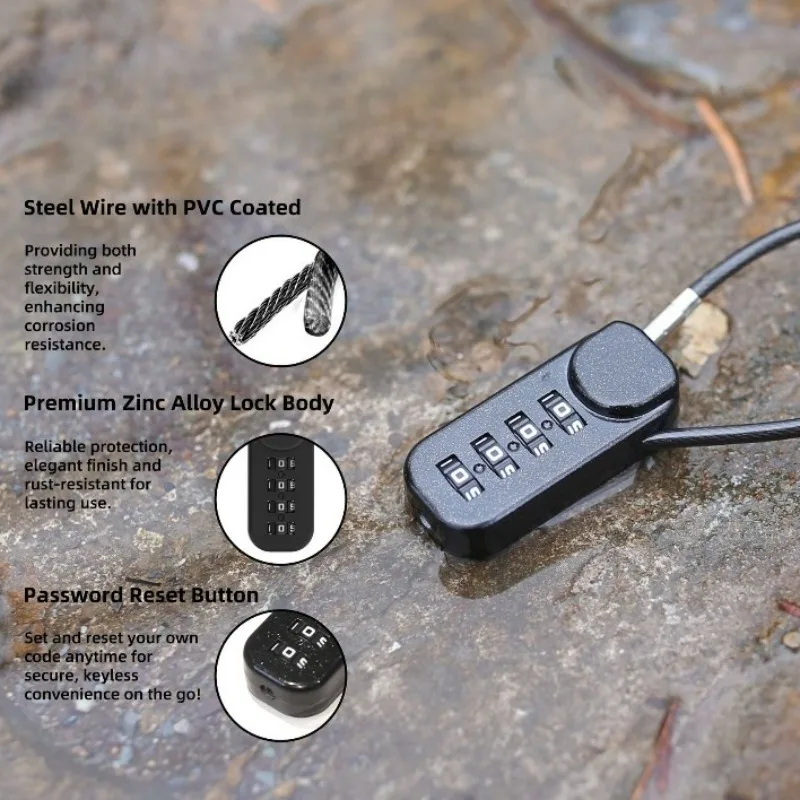4 Digit Combination Code Number Lock With Spring Coil Wire Rope For Luggage Zipper Bag Backpack Suitcase Drawer Locks