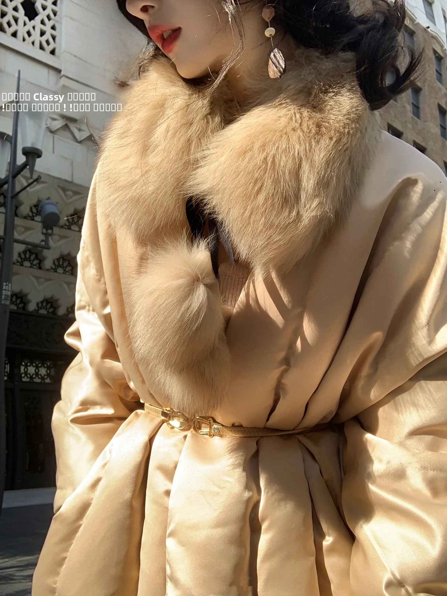 

Ele Thiened Satin Fini Du down Jaet Warm Cozy Winter Outerwear V-Ne Long Sve Regular Length Pure Color