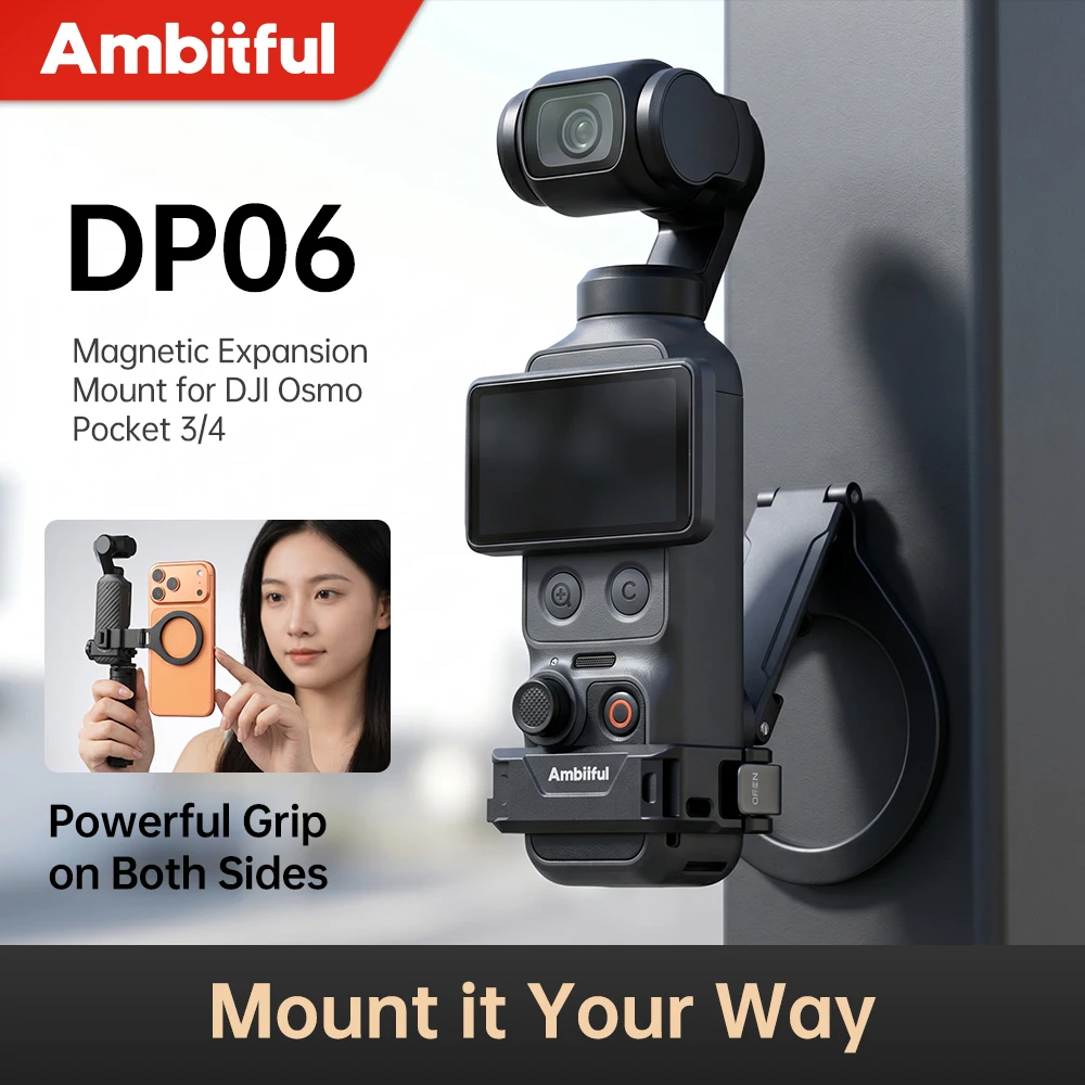 Support d'extension magnétique Ambiiful DP06 à prise puissante pour DJI Osmo Pocket 3 Pocket 4