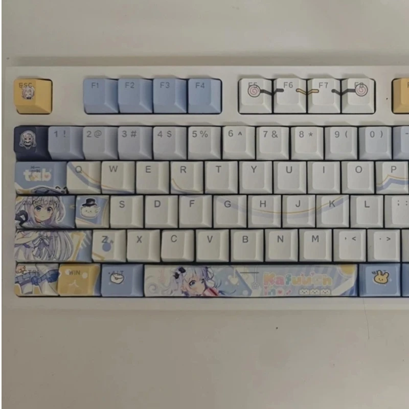 ¿Es el pedido un conejo? Kafū Chino-teclas con tema de Anime, perfil de cereza, Teclado mecánico, juego de dibujos animados, regalos para festivales