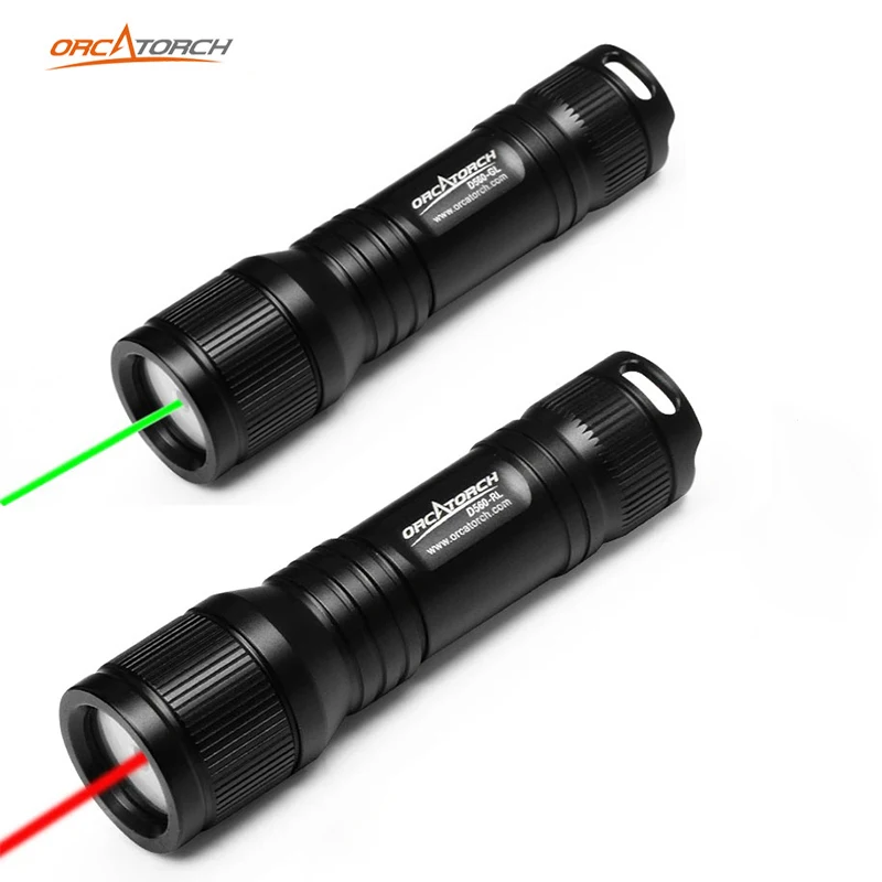 OrcaTorch-linterna de buceo D560-GL, luz verde y roja subacuática, resistente al agua, 150 metros