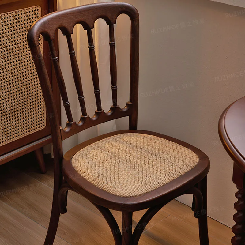 Designer Retro Dining Chairs France Rattan Balcony Minimalist Dining Chairs Lounge Occasional Silla Comedor Design Furniture