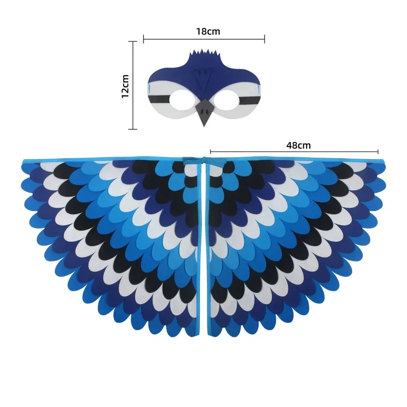 SN55Children Owl Wings Costume Animals Peacock Felt Cloak with Mask for Kids Boys Girls Stage Performance Halloween Party Ca$@1w