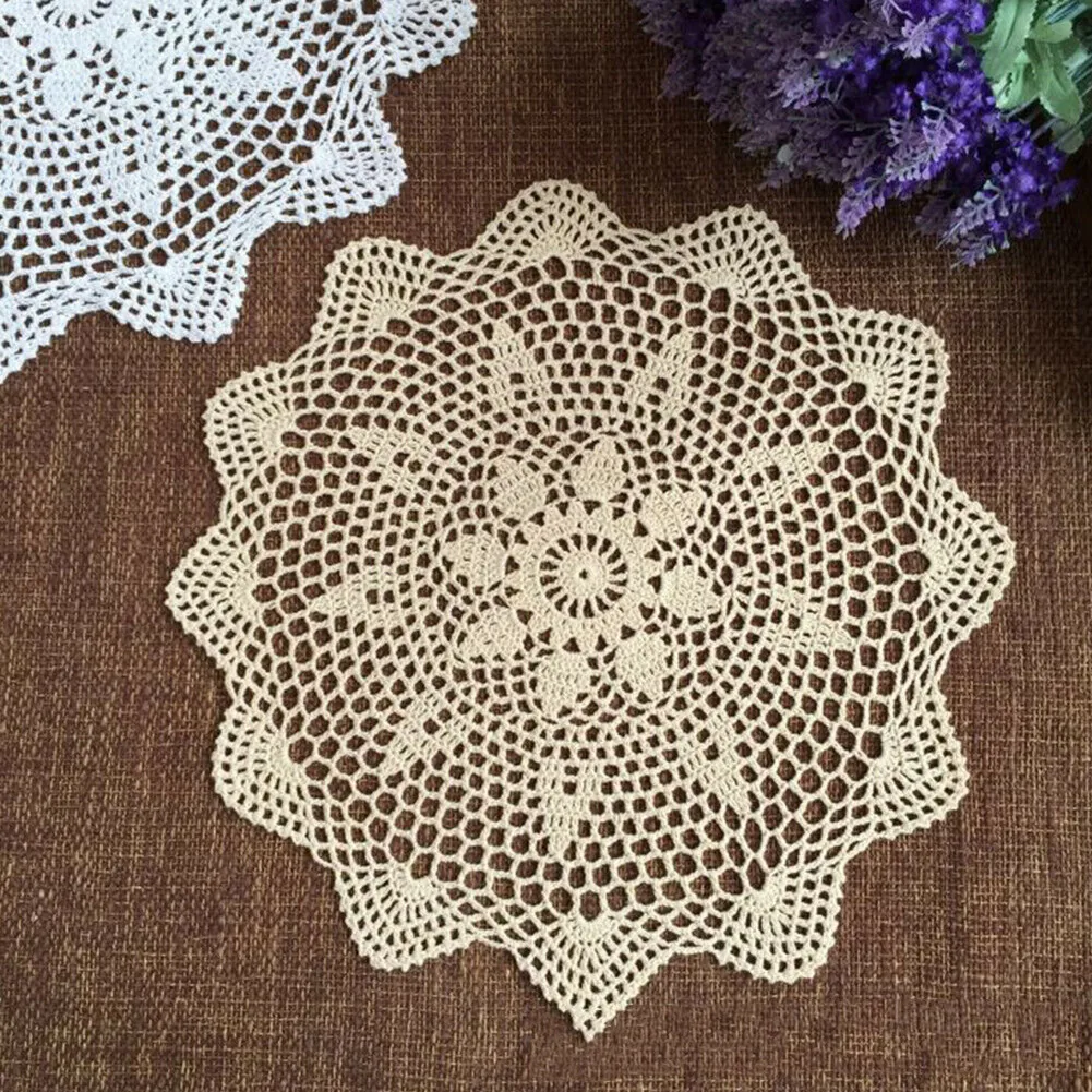 High Quality Doily Table Cloth Mat Table Cloth White/Beige 40cm/15.74inch Countryside Vintage Crochet Doily Mats