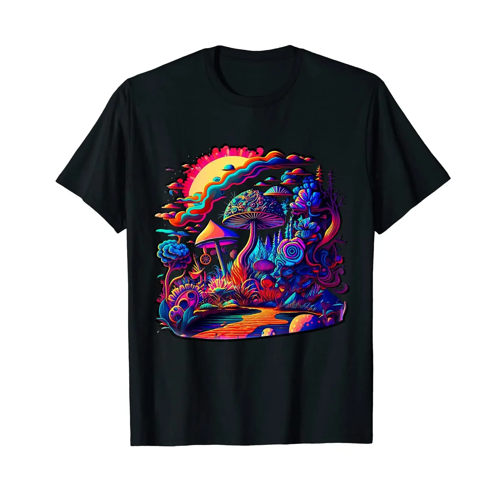 Trippy Vibrant Psychedelic Mushrooms T Shirt vintage Washed Comfortable Unisex Stretched fashion Versatile designer clothes