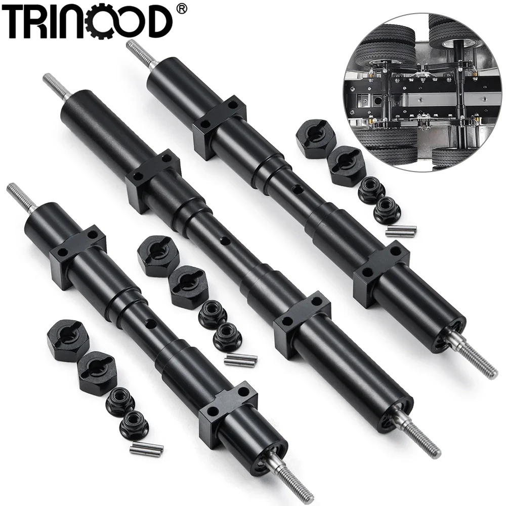 TRINOOD Alu Alloy RC Car Unpowered Rear Axle 133.5/155/182mm for 1:14 Tamiya Tractor Trailer Tow Drag Truck DIY Parts