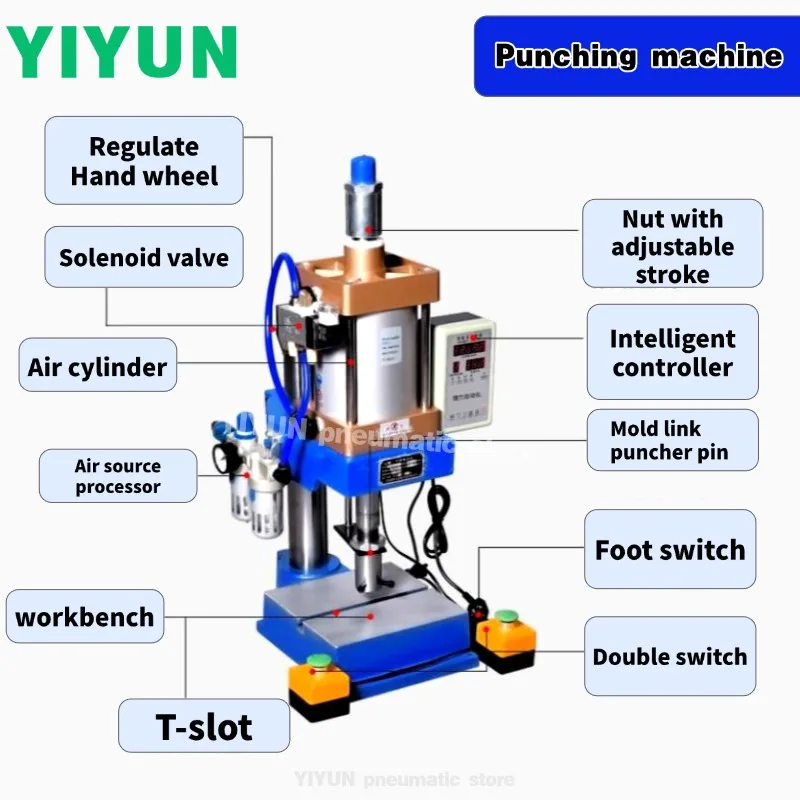 

Тип 63, контроллер с двойной кнопкой 50, цифровой дисплей, счетчик YIYUN, пневматический перфоратор, небольшой пневматический пресс, штамповочный станок