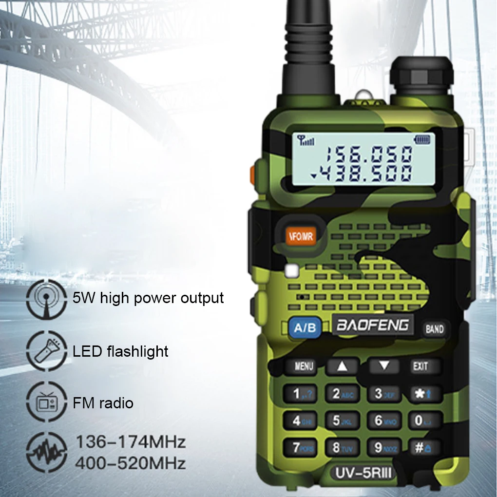 Baofeng Walkie Talkie UV 5R, penerima sinyal Radio berburu jarak jauh kekuatan tinggi dua arah VHF UHF FM