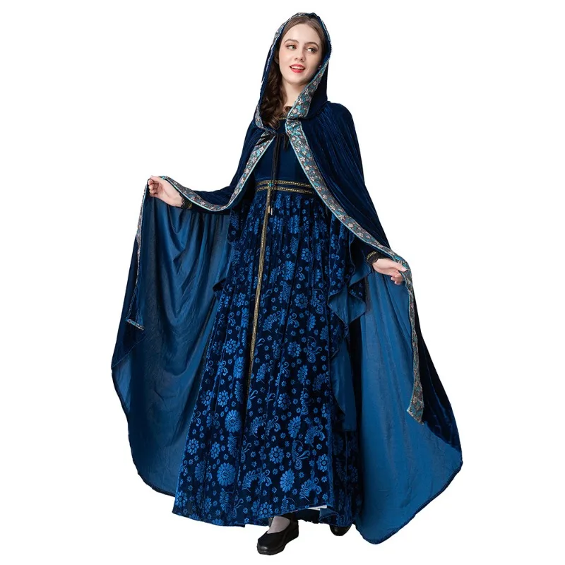 

Medieval Halloween Costume Court Witch Cloak Shawl Queen Stage Costume Queen Robe Skirt