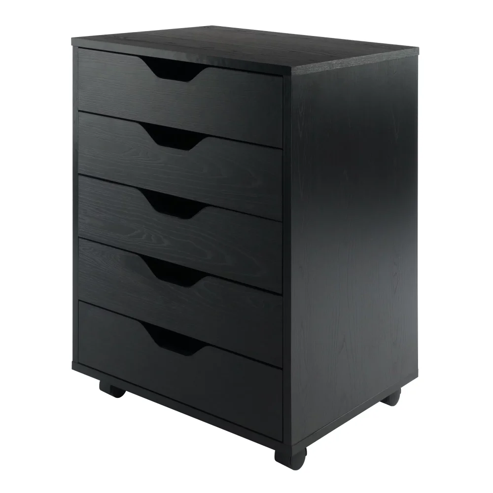 

Wood Halifax 5-Drawer Mobile Cabinet, Black