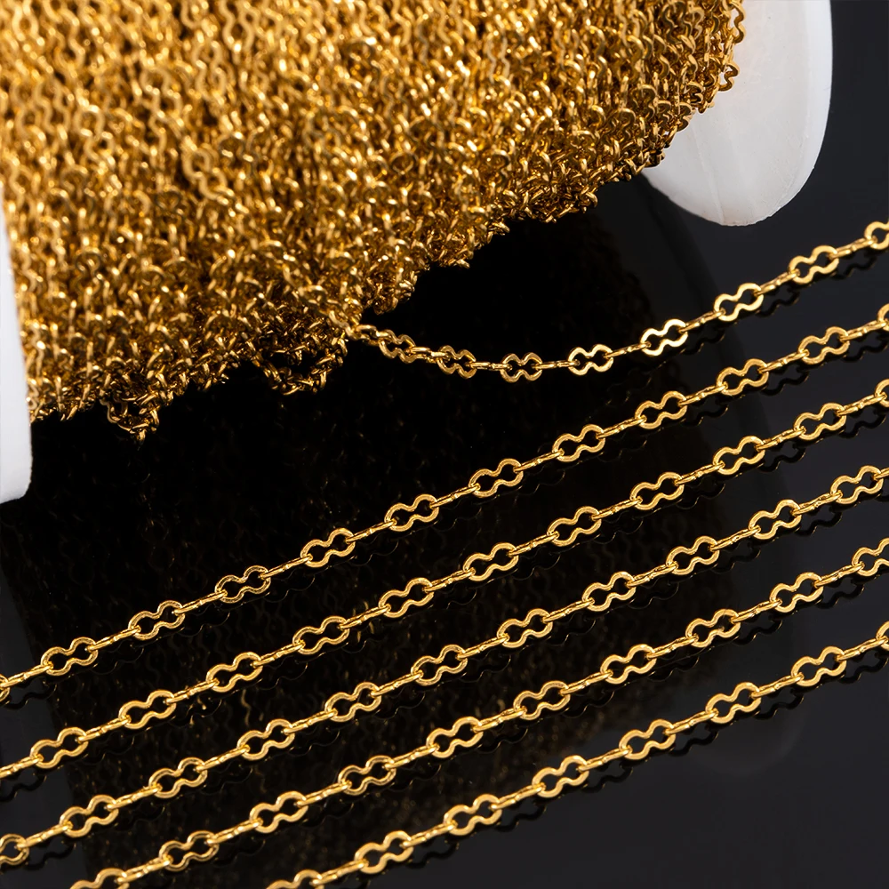 1Meter Stainless Steel Double Loop Link Chain Round 8 Shape 2mm Necklace Chain DIY Handmade Bracelet Material Jewelry Findings