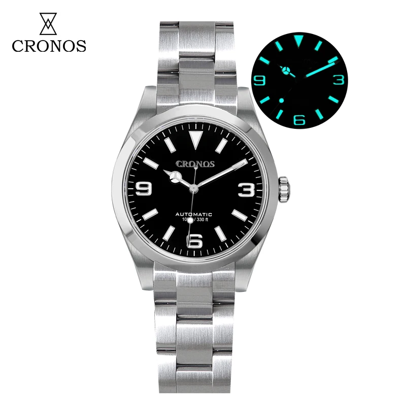 Cronos-Relógios Masculinos de Luxo, Explorar Série Escalada, Relógio Esportivo Unisex, Mecânico Automático, Moda Casal, 39mm Dial, 10Bar, Casais