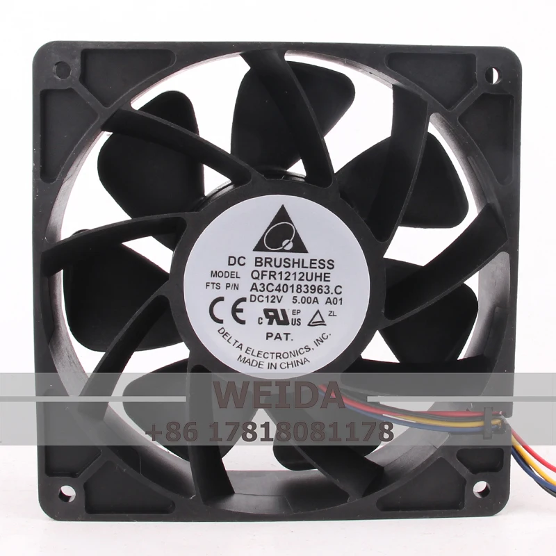 

Case Fan Dual Ball Bearing for DELTA QFR1212UHE 12V 5A 120x120x38mm 12038 12CM Large Airflow Inverter Cooling Fan