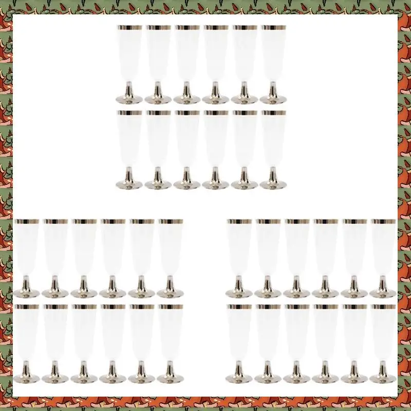 

ABLQ 3X Wedding Champagne Flute Creative Disposable Plastic Wedding Cup Champagne Glass Drinking Utensils For Party-Silver