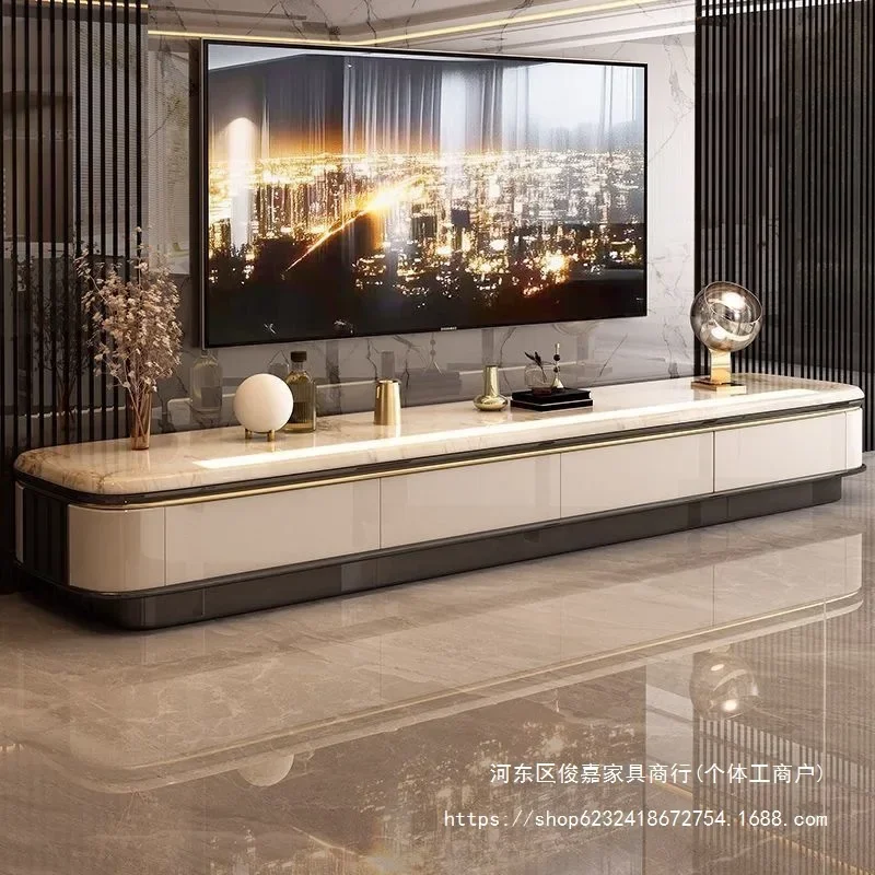 2026 light luxury style modern TV cabinet E0 grade anti-mildew combination rock slab countertop