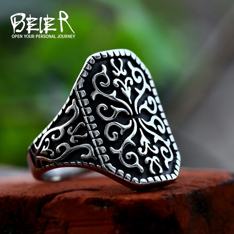 BEIER 2023 New Creative Design Stainless Steel Men's Ring Classical Pattern National Jewelry Fashion Men's Ring Gift