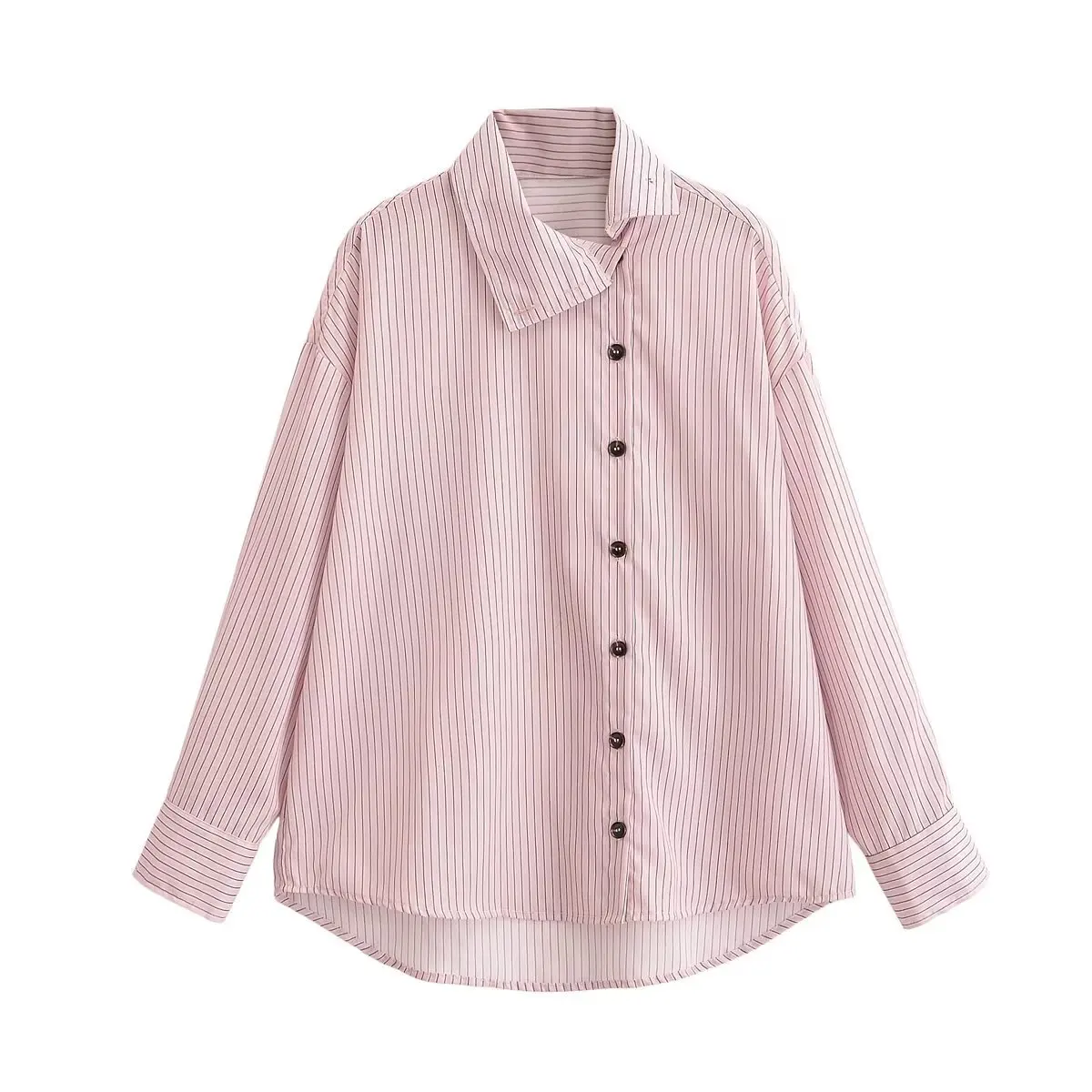 

Рубашка в стиле ретро с лоскутным узором и полосками, свободный топ оверсайз для офиса, весна-лето, корейский стиль, для женщин